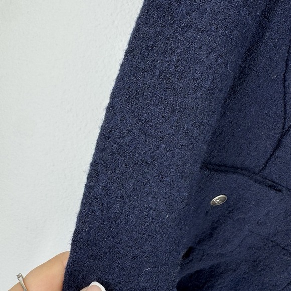 Anthropologie Elevenses Peplum Military Jacket Wool Blend Coat Navy Blue 6 Prep - Picture 6 of 8